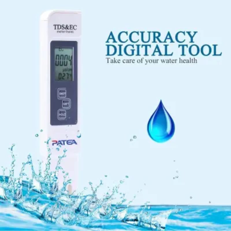 Portable Digital Water TDS, EC, And Temperature Meter (3-in-1) With ATC Function, 1ppm Resolution, 0-9999ppm Purity Tester